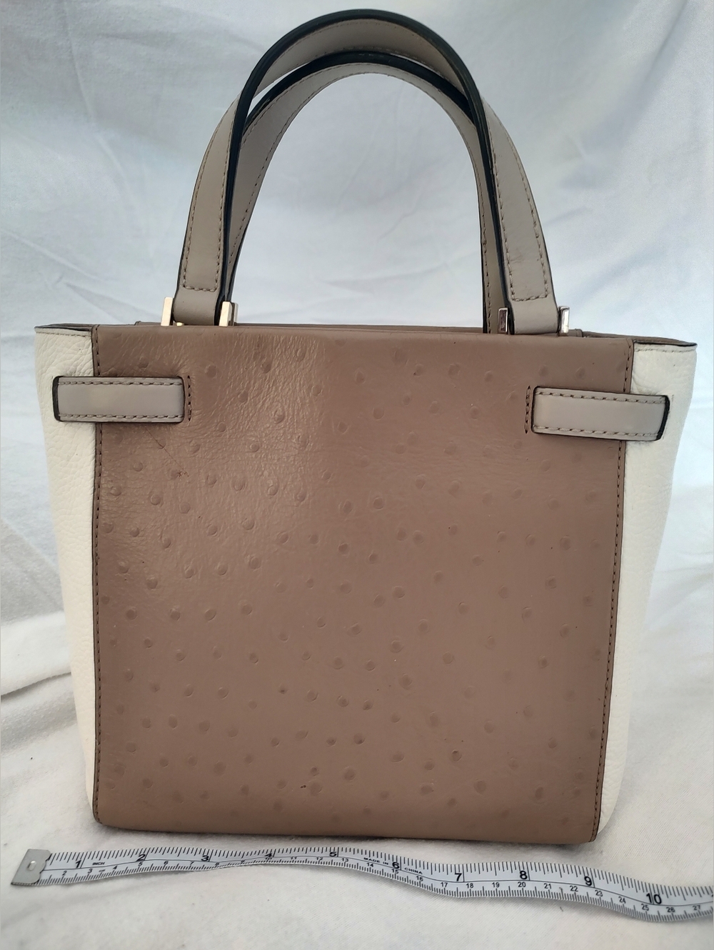 kate spade Two-Tone Taupe & White Structured Top-Handle Crossbody - Picture 4 of 12